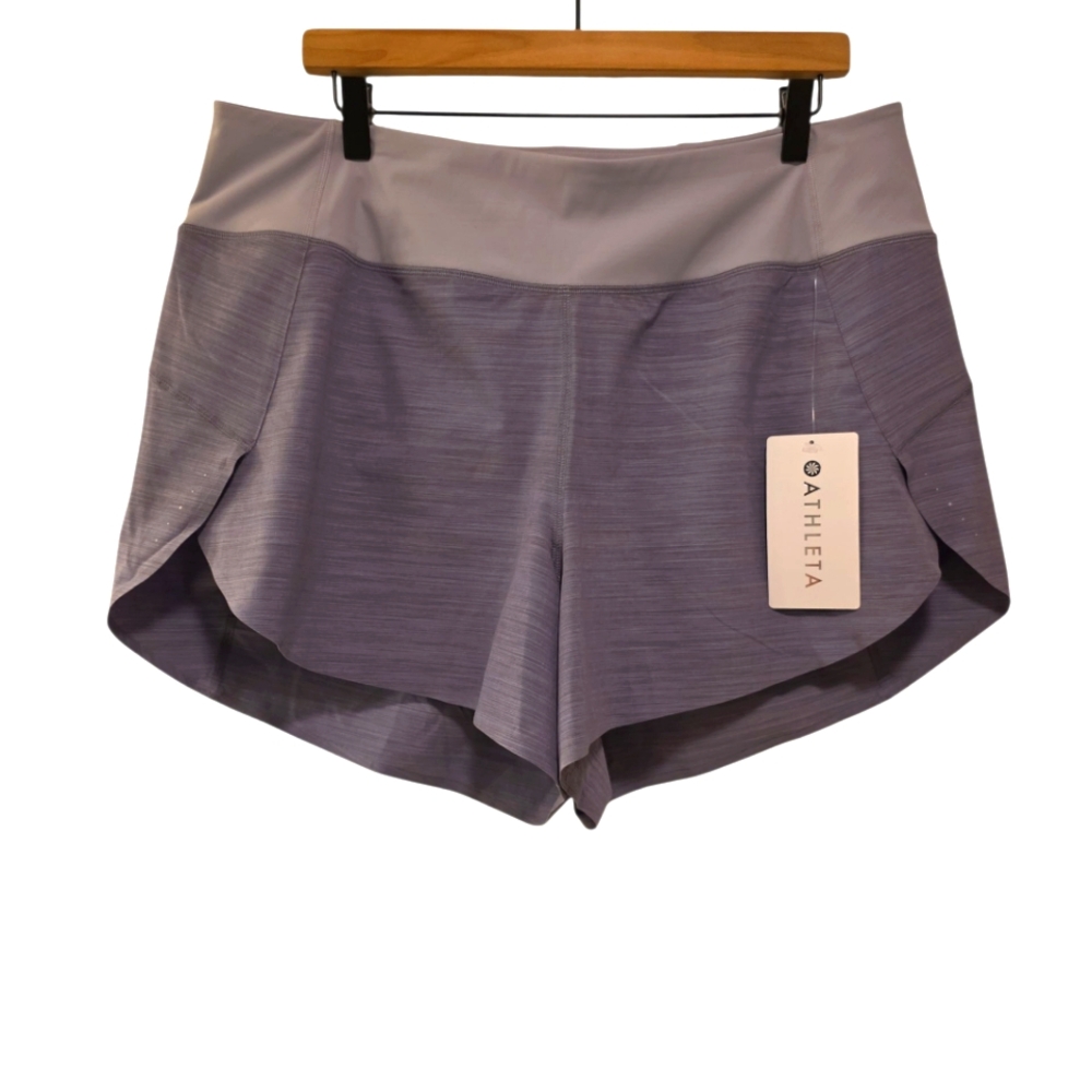 Athleta, NWT, Run With It Textured 3.5" Short, Light Gray + Purple, Women's Sz1X